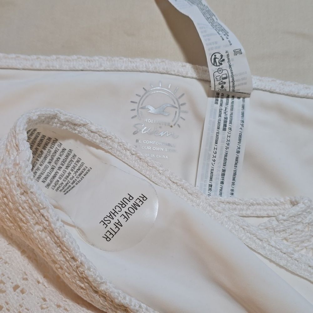 Hollister Crochet Off White High Leg Cheeky Bikini Bottom - Picture 14 of 16